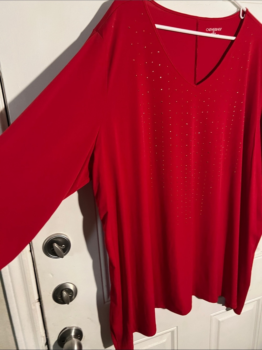 Catherines Ruby Red V-Neck Studded Tunic - Picture 4 of 5